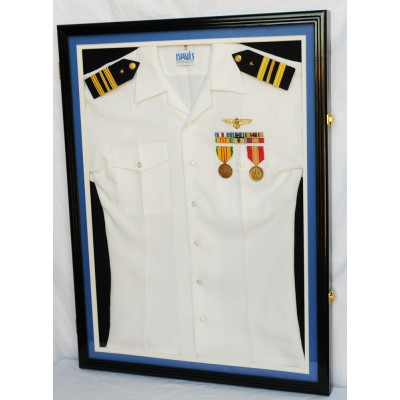 Military Uniform Display Case Frame Cabinet lock black   302333855954